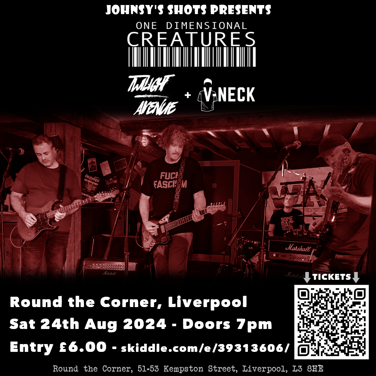 One Dimensional Creatures play Round the Corner in Liverpool 24th August 2024 Poster